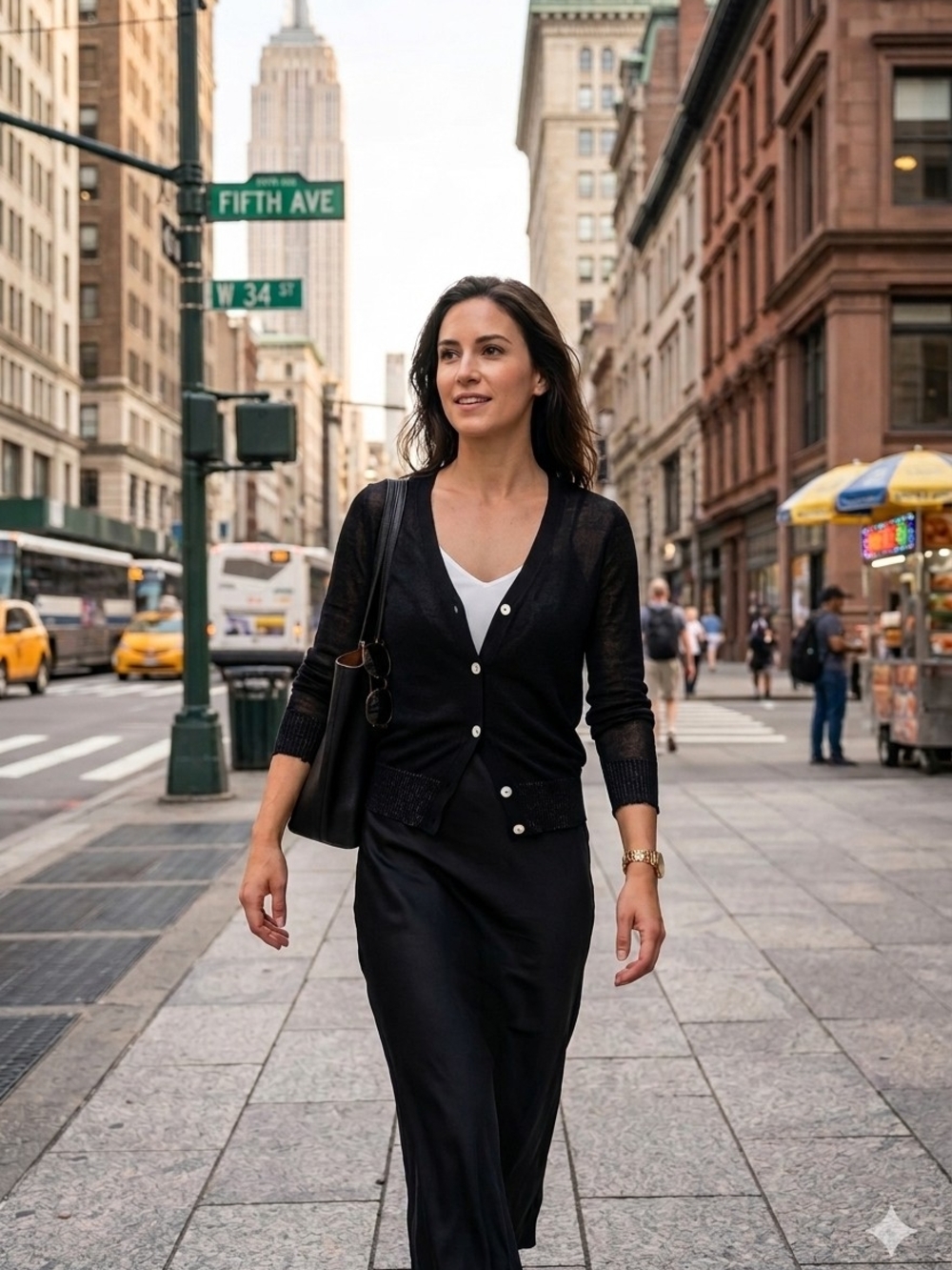 Anne Klein Black V-Neck Button Cardigan
